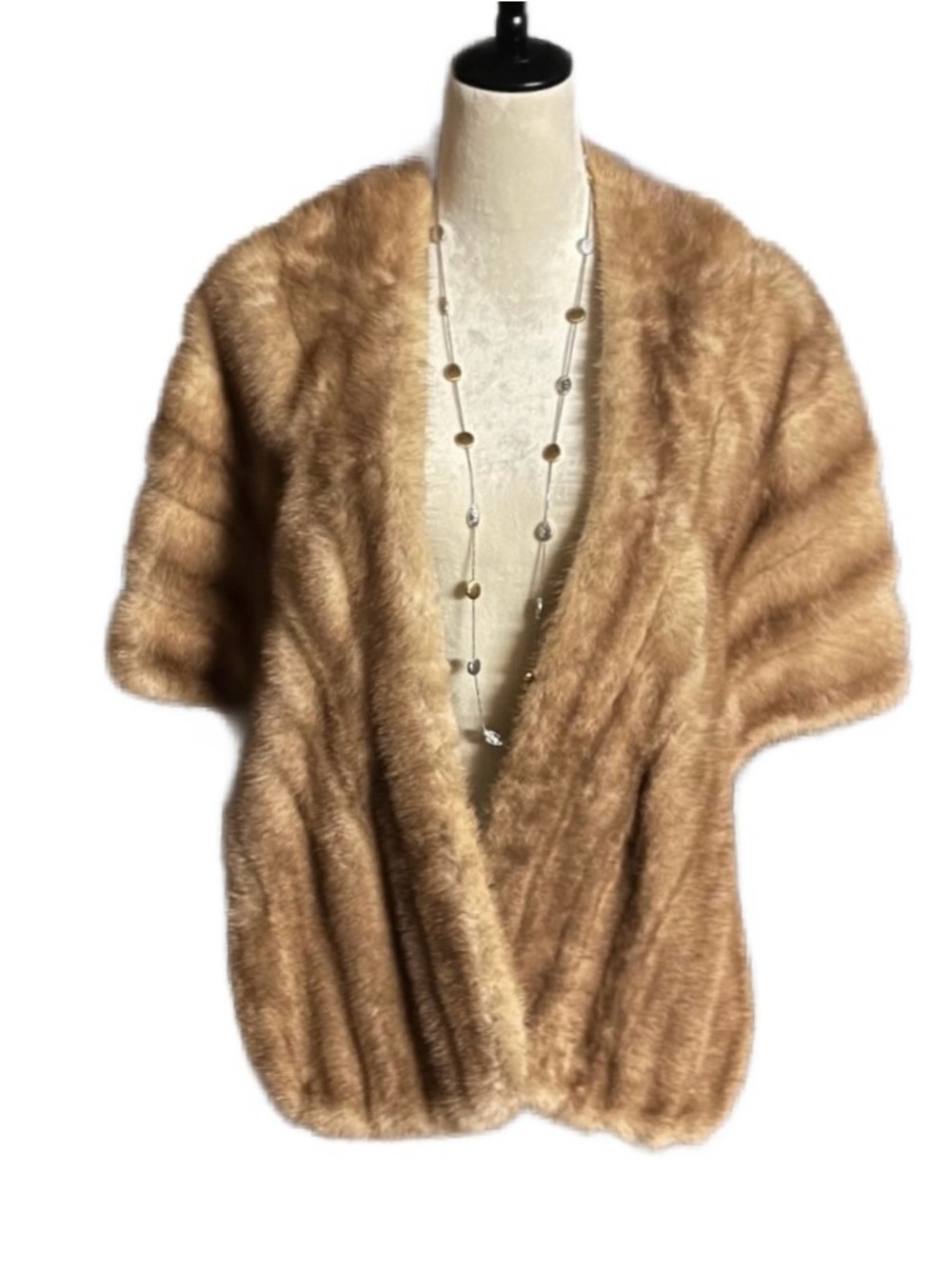 Bifano’s Dallas ~ One Size ~ Vintage (60’s) ~ Brown ~ Stole Cap W/Mink Fur Shawl